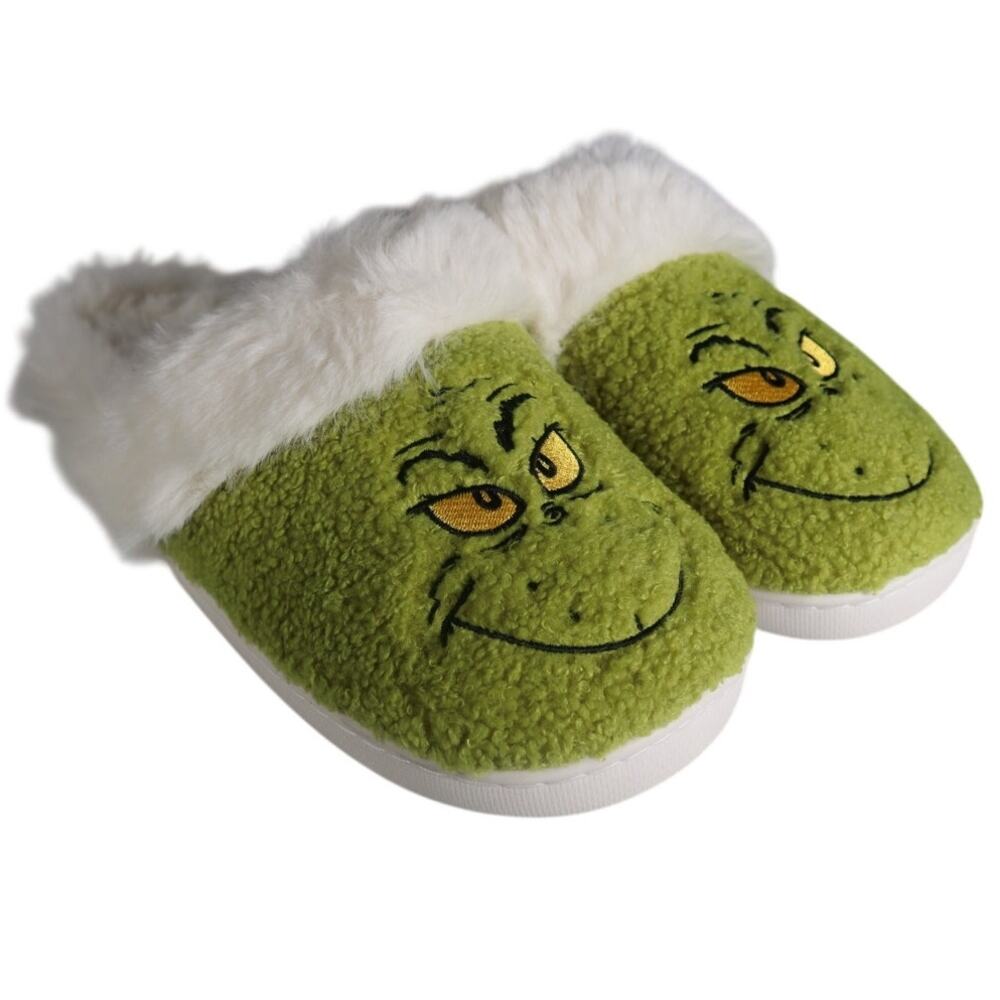 The Grinch Green Ladies Plush Fur Sherpa Slippers – Size L (9/10) Large